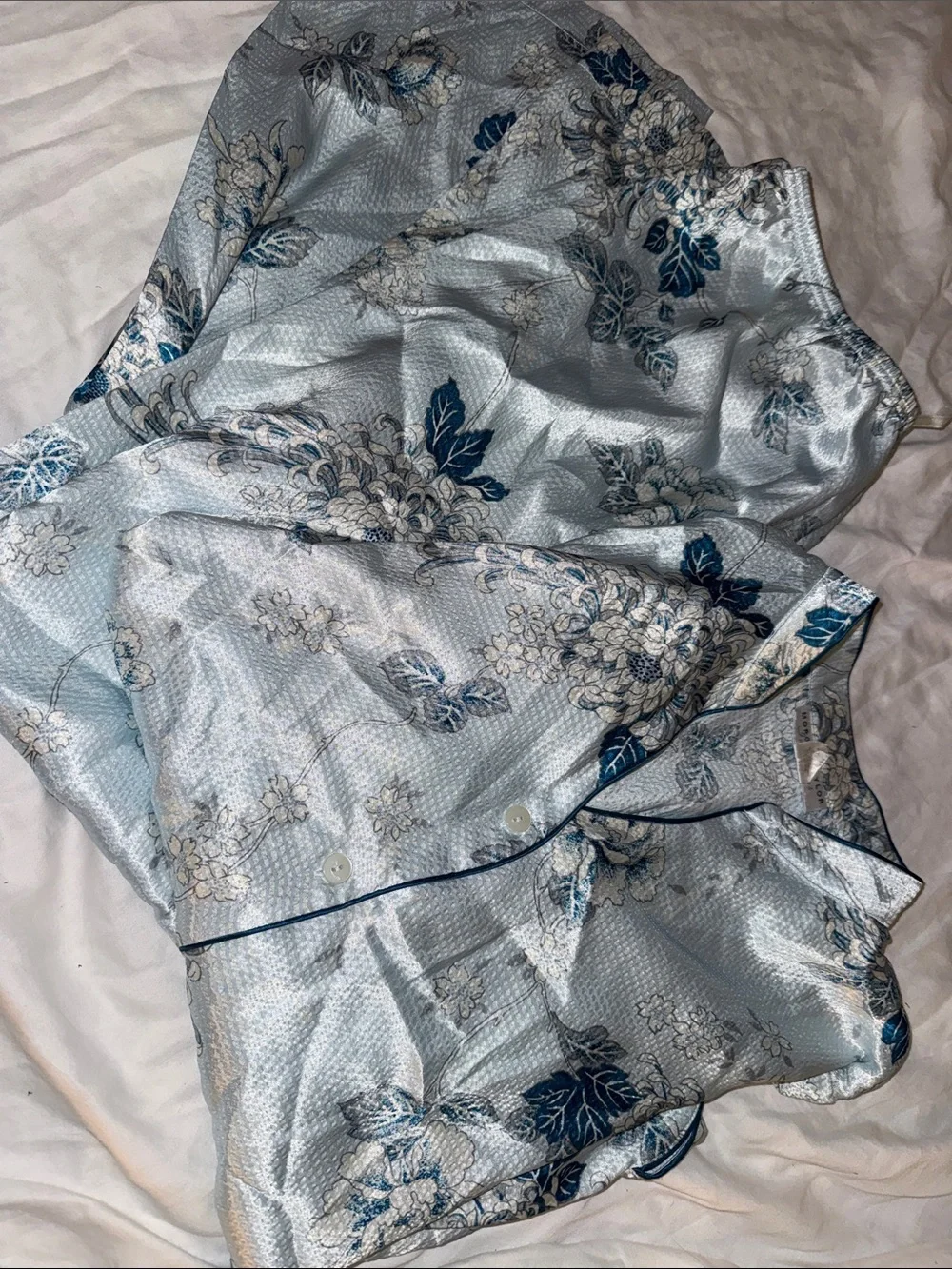 Silky Floral & Paisley Women’s Pajama Set - Blue, Navy, Ivory, Burgundy